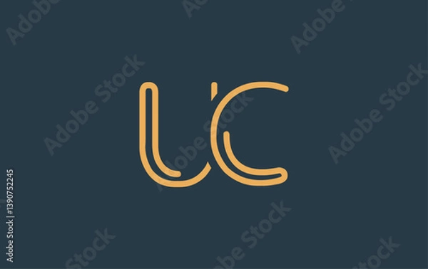 Fototapeta UC Minimalistic Line Art Logo Design with Abstract Lettering. Abstract minimalistic logo design featuring a sleek line art style.