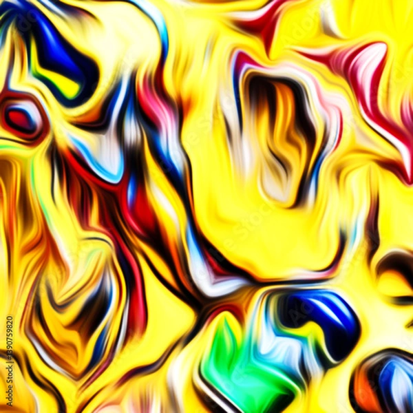 Fototapeta Abstract fluid art digital painting and dynamic swirling patterns with vibrant color transitions.