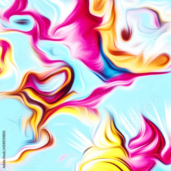 Fototapeta Abstract fluid art digital painting and dynamic swirling patterns with vibrant color transitions.