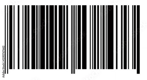 Obraz Barcode image with black vertical lines on white background for product identification