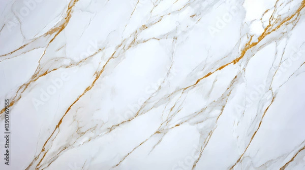Fototapeta White Marble Texture with Golden Veins Diagonal Pattern Background for Luxurious Design