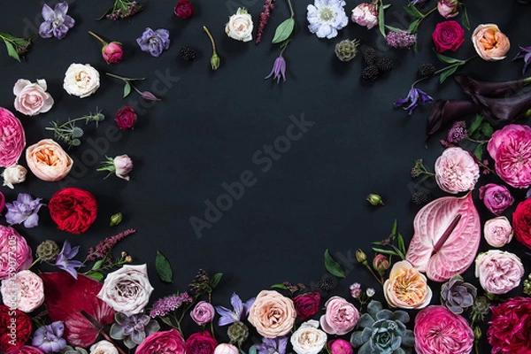 Obraz Flower background on black paper