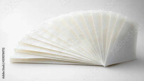 Fototapeta Delicate Layers: A close-up studio shot of folded, pristine tissue paper fanned out, emphasizing texture, purity, and potential use. 