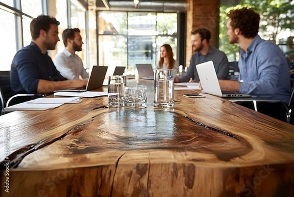 Fototapeta Business professionals are discussing ideas in a modern office setting
