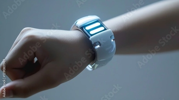 Fototapeta Advanced Black Fitness Tracker with Heart Rate Monitor and Step Counter Display