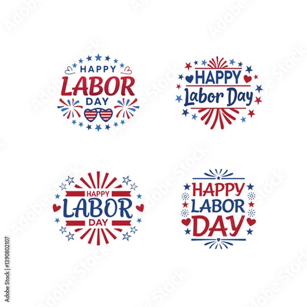 Fototapeta Vintage Made in USA stamp set illustration featuring quality labels and a retro design.