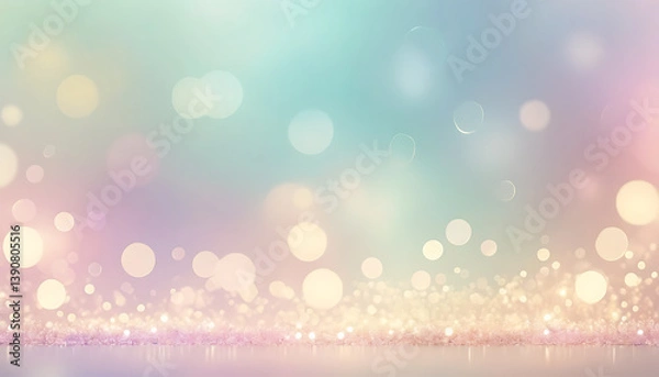 Fototapeta Opalescent Pastel Bokeh: Ethereal Soft Focus with Sparkle, Light Pink, Aqua, and Lavender.
