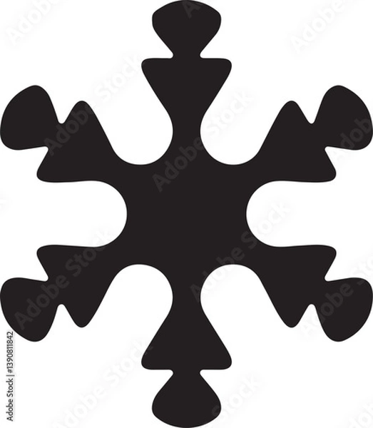 Fototapeta Abstract Snowflake Vector Logo– Simple Black Silhouette on White Background
