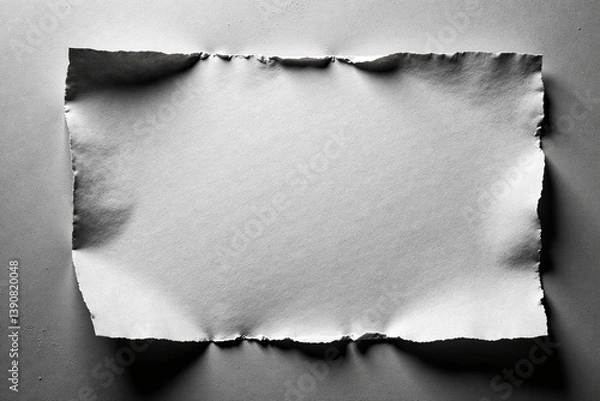 Fototapeta Torn grunge paper with ripped edge background in gray tones, texture,  ragged