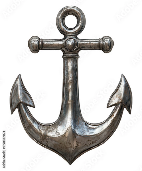 Fototapeta Metal anchor design isolated on transparent background for marine decor Generative AI