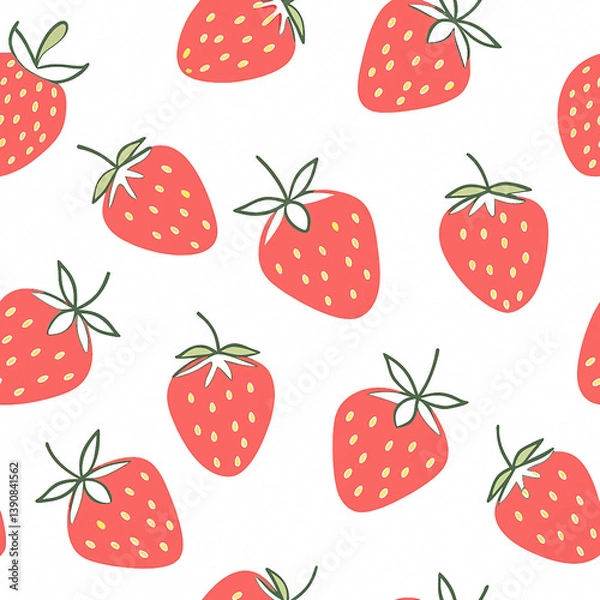 Fototapeta Strawberry Pattern – Cute and Fresh Fruit Seamless Design