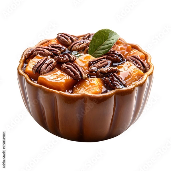 Fototapeta Chocolate Dessert with Pecans and Sweet Potatoes Isolated on Transparent Background