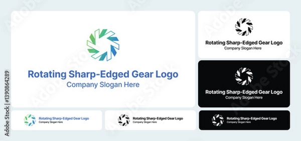 Obraz Rotating Sharp-Edged Gear Logo | Dynamic Industrial Design