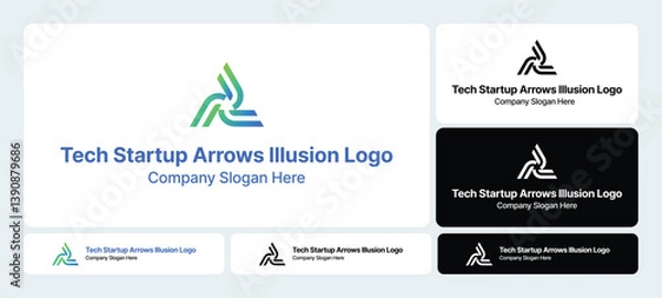 Obraz Tech Startup Arrows Illusion Logo | Innovative Directional Design