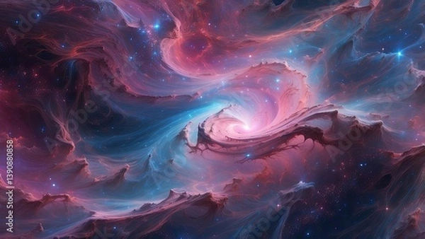 Obraz A vibrant and colorful depiction of a celestial nebula