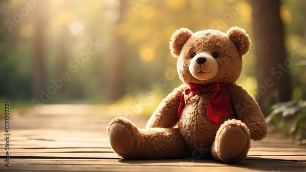 Obraz A plush teddy bear with a brown body, dark nose