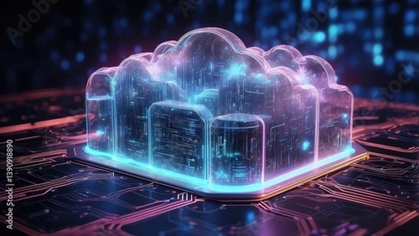 Obraz Digital illustration of a cloud with a lock inside