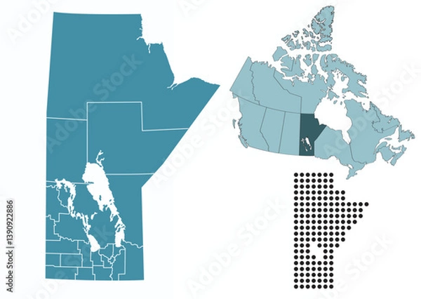 Obraz Set maps of Manitoba province