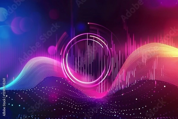 Fototapeta Colorful sound wave vector background with audio equalizer, music and technology concept. Vector