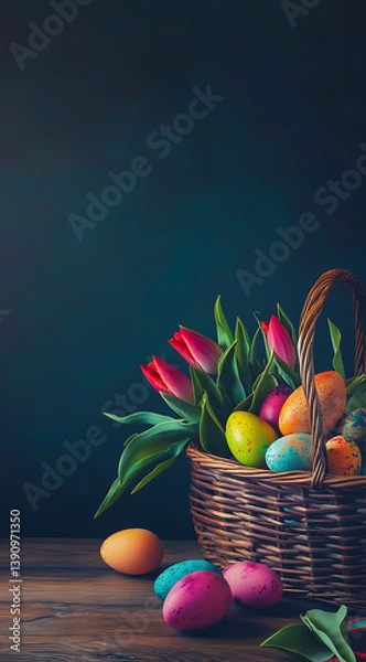 Obraz easter eggs in basket