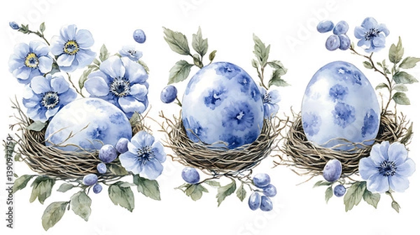 Obraz easter eggs and flowers