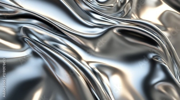 Obraz Flowing metallic fabric with reflective surface