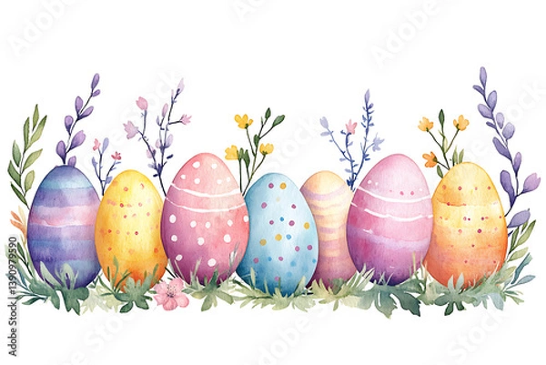 Obraz easter eggs in grass