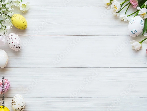 Obraz easter eggs on wooden background
