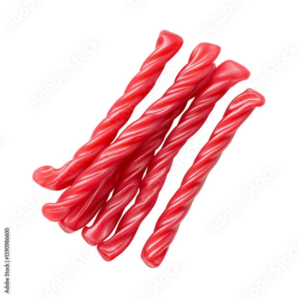 Obraz Strawberry Licorice Twists Isolated on Transparent Background