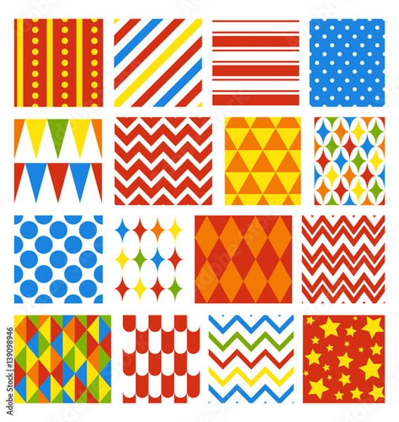 Fototapeta Set of Seamless Carnival Circus Festive Patterns