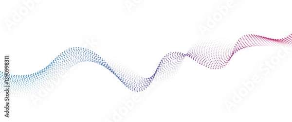 Obraz Flowing Dot Wave halftone gradient pattern on transparent background	
