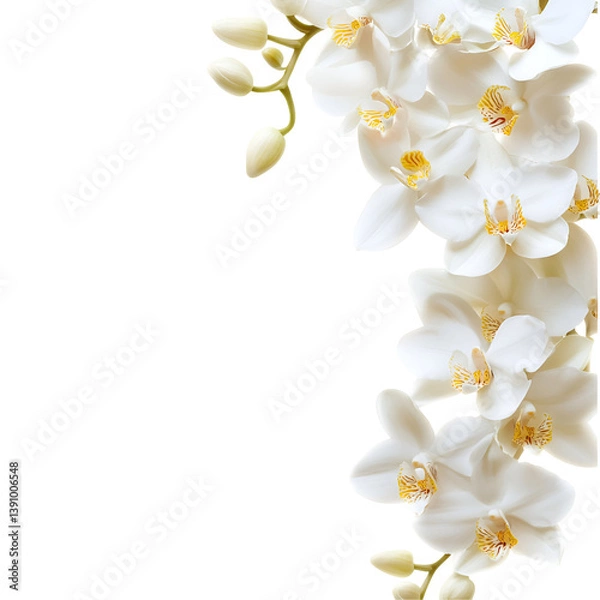 Obraz Stunning ReddishOrange Cymbidium Orchid Blooms, Isolated Black Background