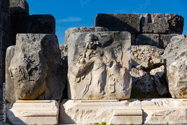 Obraz The remains of an ancient Roman theater in Tlos, Turkey...