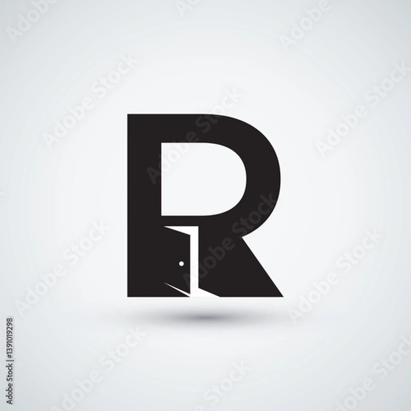 Fototapeta letter R open door logo design flat icon template