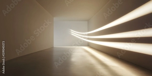 Fototapeta Empty Room with Diagonal Light Stripes
