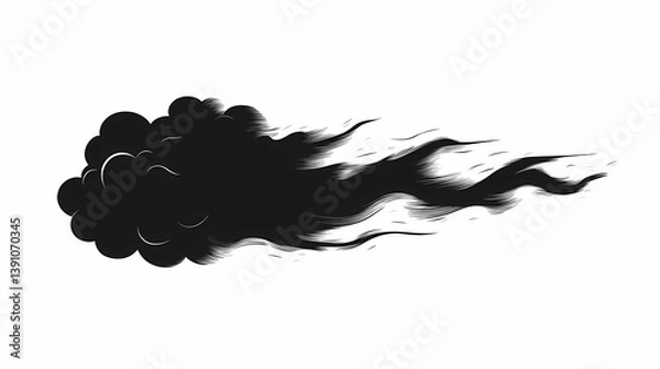 Fototapeta Abstract Black Smoke with Flames: Dynamic Air Movement Vector Design for Artistic Background and Environment Concepts