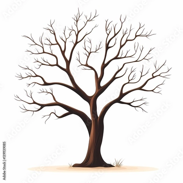 Fototapeta Leafless Tree Branches in a Desolate Woodland: Minimalist Nature Art Silhouette for Seasonal Decorative Design