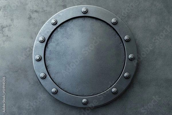 Obraz Circular metal plate on a textured surface
