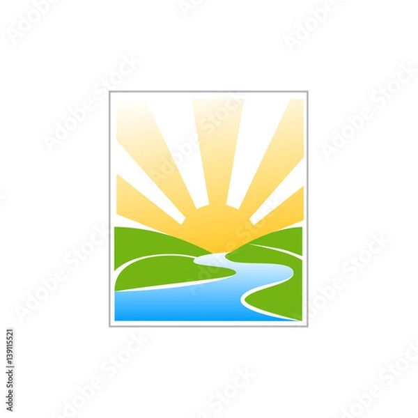 Fototapeta Landscape with sunrise