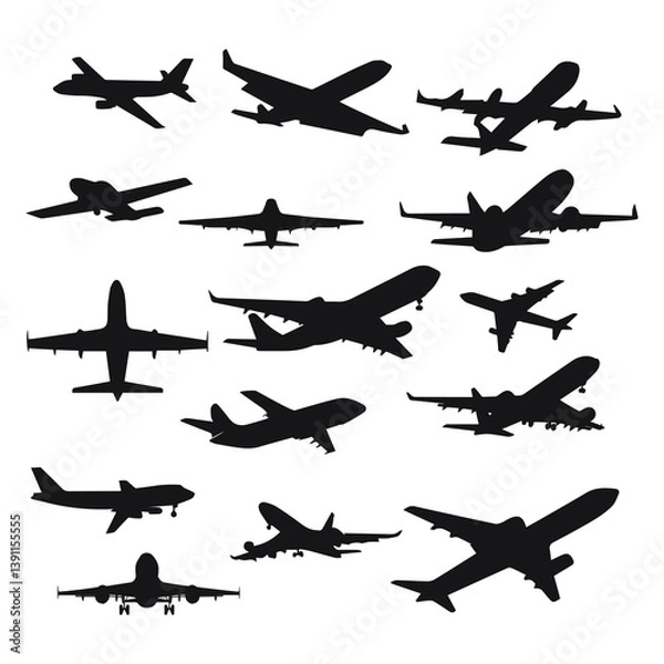 Obraz aircraft silhouettes set  Vector Bundle