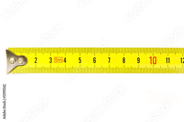 Obraz Metal ruler on the white backgroung.