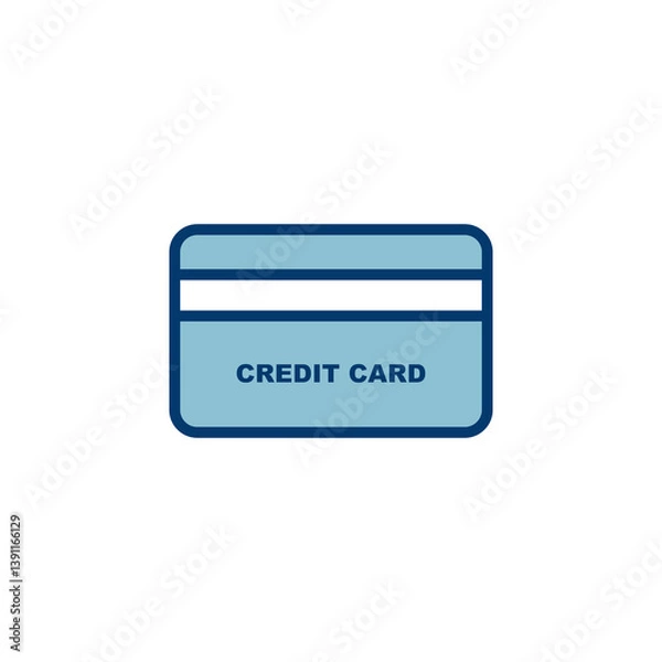 Fototapeta Credit card icon vector isolated on white background. Credit card payment icon vector