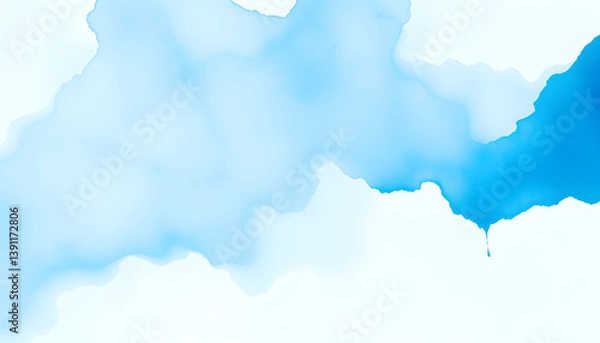 Obraz 추상수묵화, 수채화, 그라데이션, 하늘색, 청록색, 유동적, 붓터치, 물결무늬, 수채화효과, 번짐효과, 미니멀리즘, 배경디자인, 수묵기법, 물감번짐, 아트워크