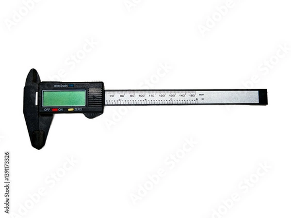 Obraz Digital Vernier Caliper on White Background