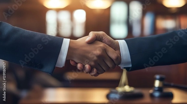 Fototapeta Successful Negotiation Leads to Agreement Between Two Business Partners in a Formal Setting