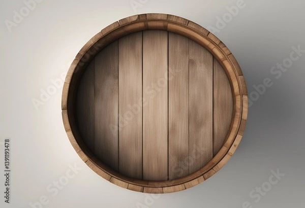 Fototapeta 3d background illustration view wooden barrel white isolated top basement gunpowder drink aged brown distillery ageing hoop object cargo three-dimensional alcohol liquid oak cask old keg cellar