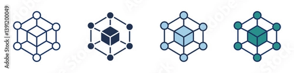 Fototapeta Blockchain Icons Collection – Multiple Vector Styles Included
