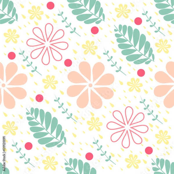 Fototapeta seamless colorful floral pattern on white background