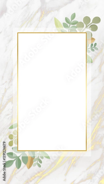 Fototapeta Leafy rectangle golden frame design element