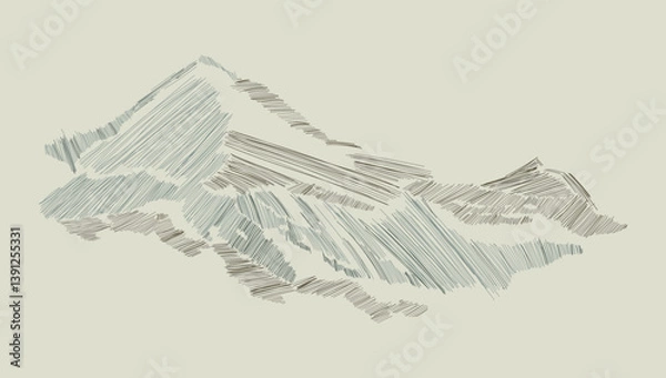 Fototapeta Mountain wave abstract print. Contemporary vector design showcasing elegant line art of majestic mountain landscapes.